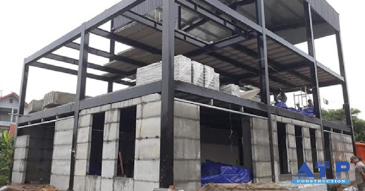 nhà xưởng khung thép 2 tầng