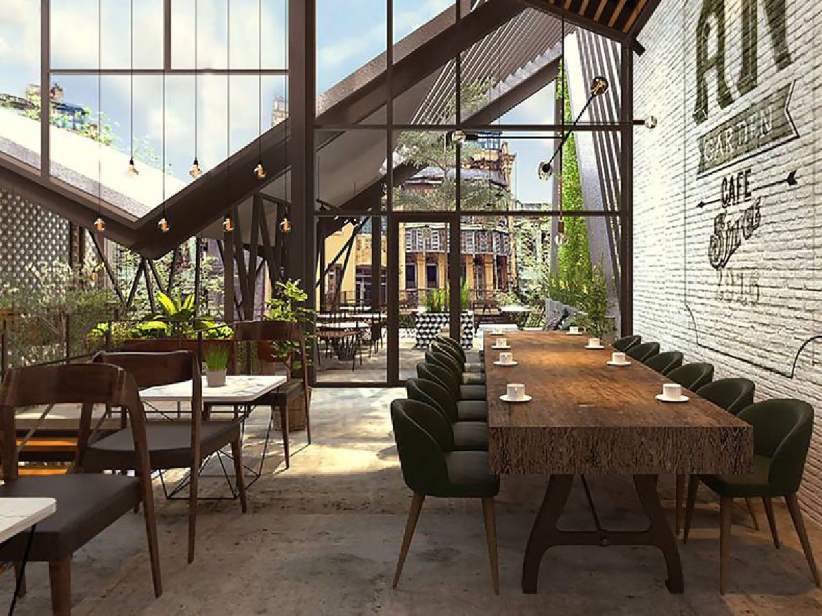Thi công quán cafe khung thép